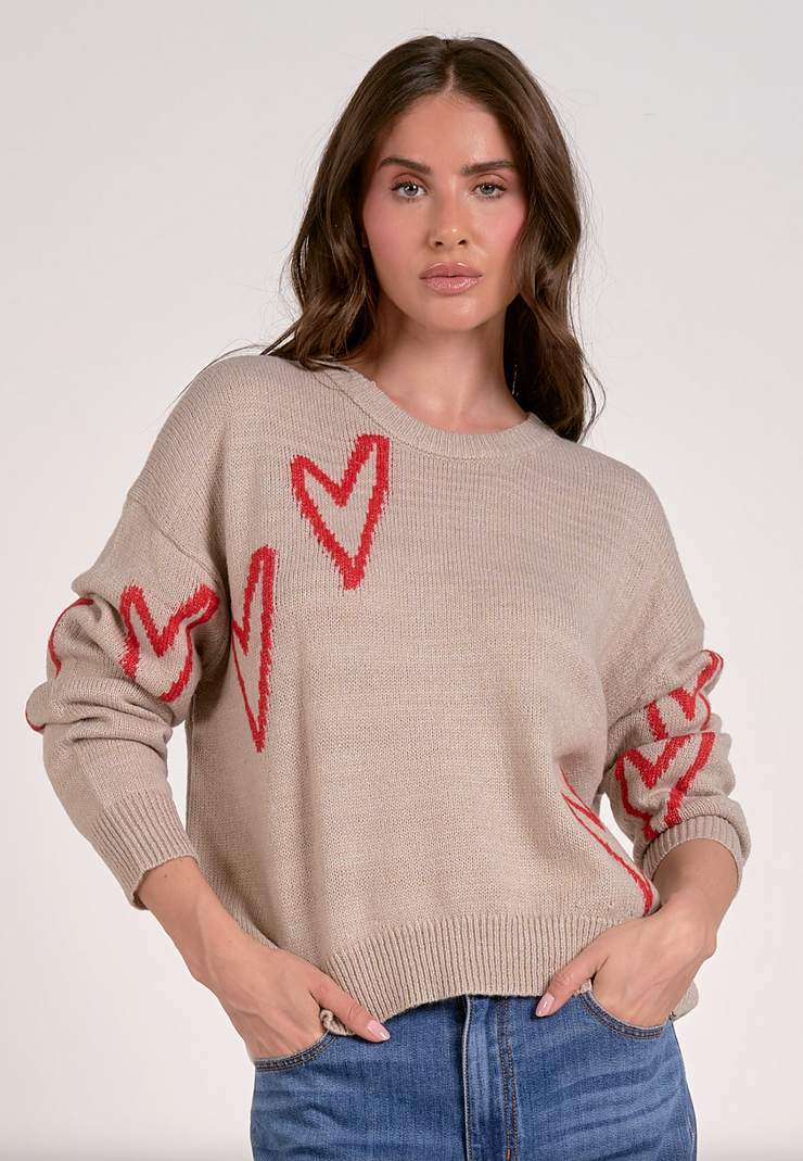 Rosen Hearts Crewneck Sweater