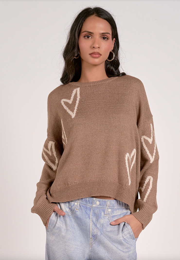 Rosen Hearts Crewneck Sweater