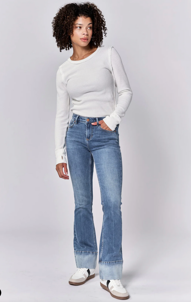 Jax Mid Rise Contrast Hem Bootcut Jeans