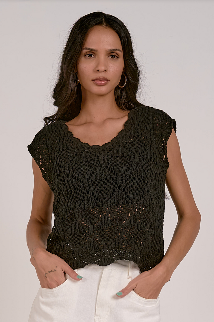 Stassi Crochet Sleeveless Sweater Top