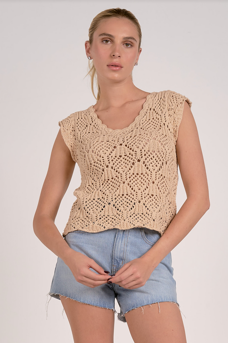 Stassi Crochet Sleeveless Sweater Top