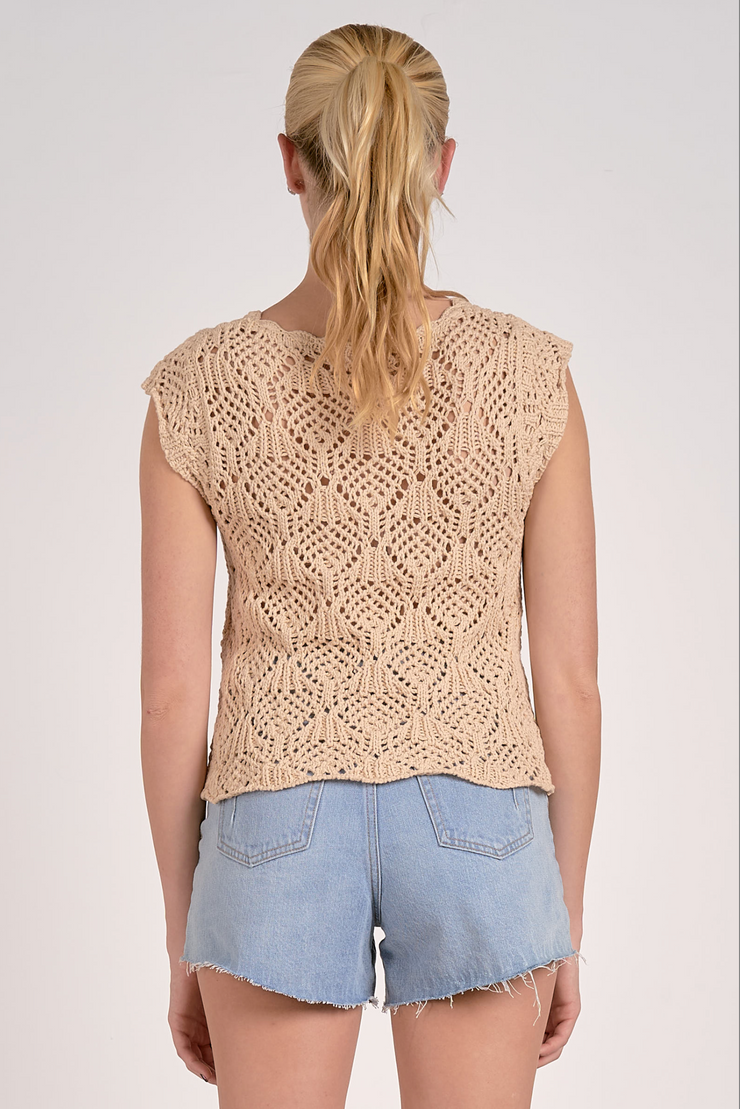 Stassi Crochet Sleeveless Sweater Top