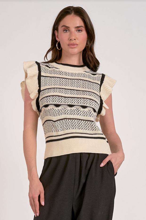 Kristin Ruffle Trim Sleeveless Sweater