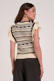 Kristin Ruffle Trim Sleeveless Sweater