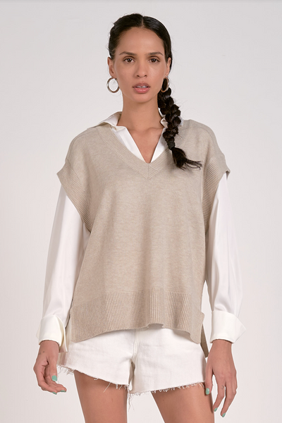 Stephanie Layered Sweater/Shirt Combo