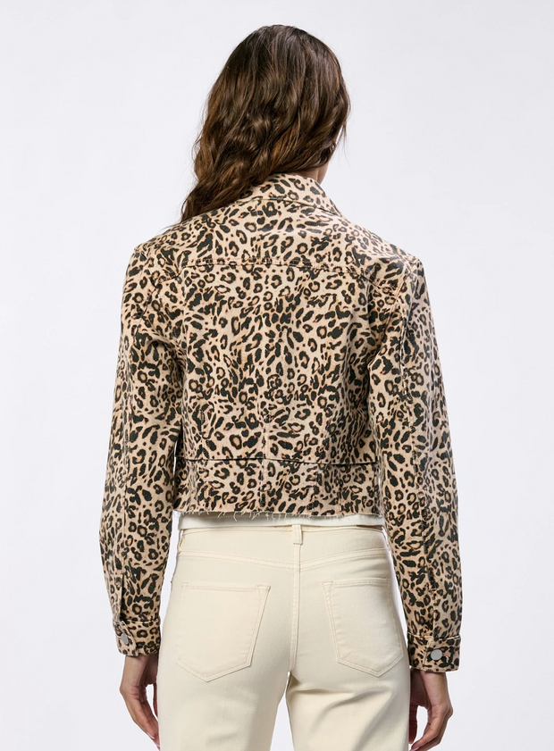 Diana Leopard Safari Cut Off Denim Jacket