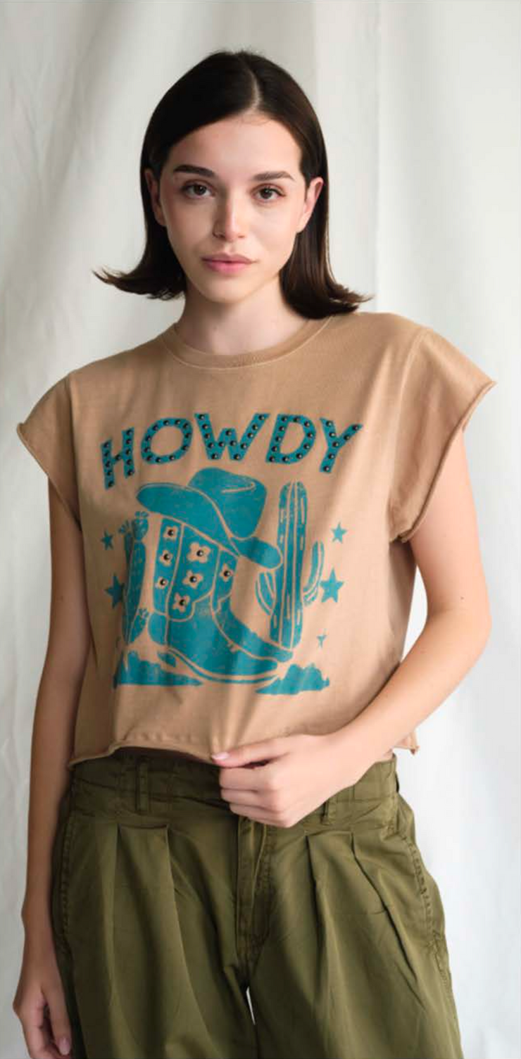 Howdy Studded Cropped Tee