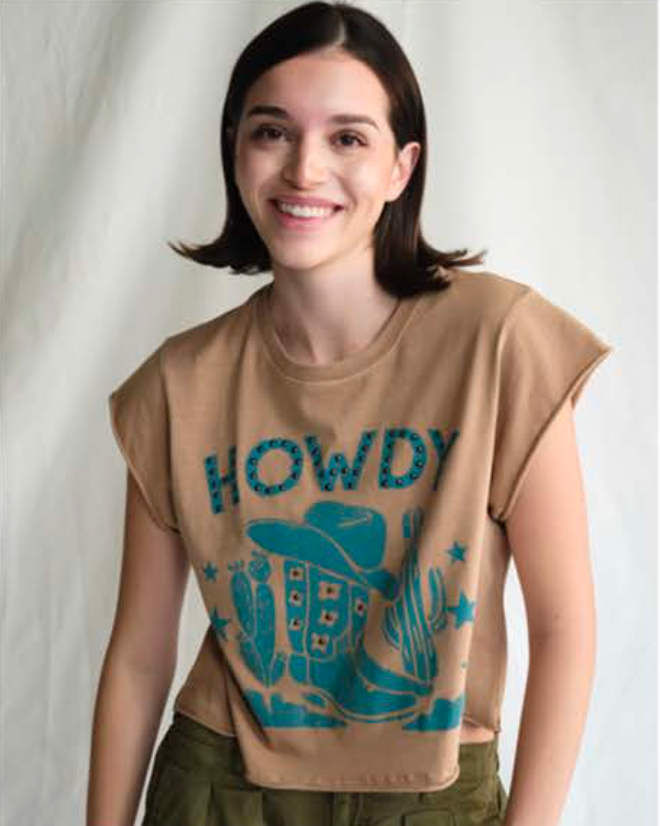 Howdy Studded Cropped Tee
