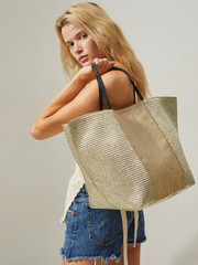 Lara Metallic Raffia Large Tote Bag