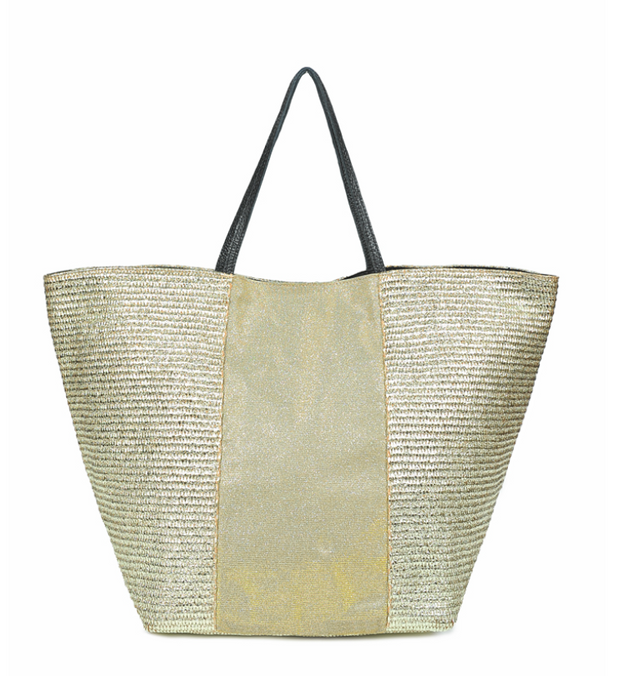 Lara Metallic Raffia Large Tote Bag