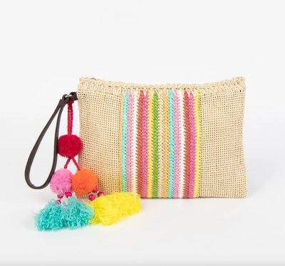Rainbow Raffia Clutch