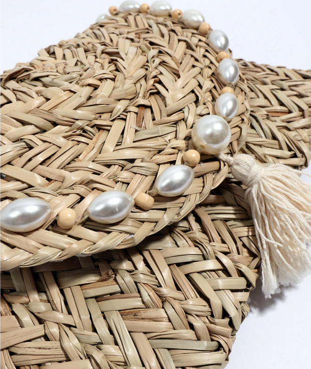 Pearl Raffia Clutch