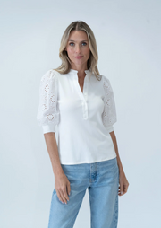 The Veronica Eyelet Henley Top