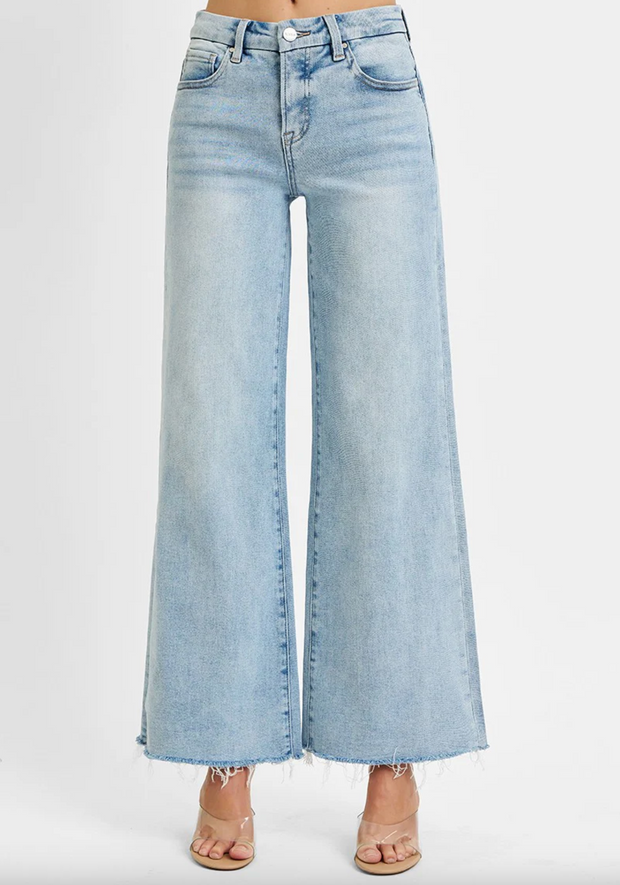 Amanda Super Light Mid Rise Wide Leg Jean