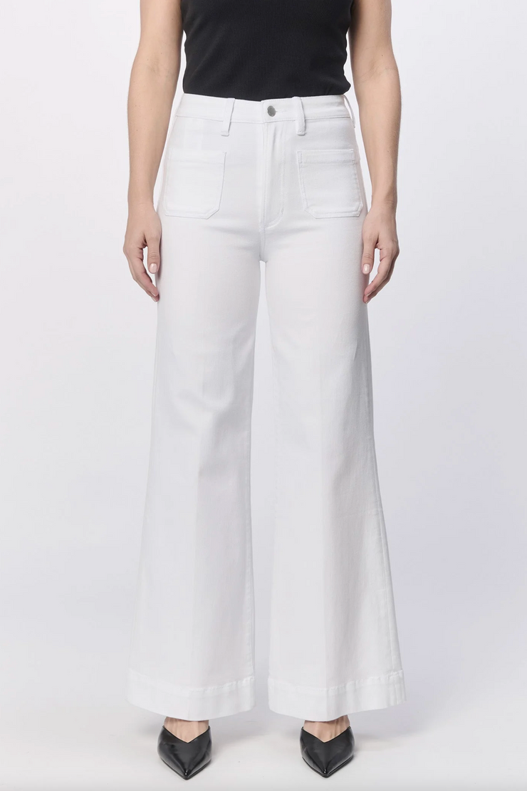 Fiona White Patch Pocket High Rise Wide Leg