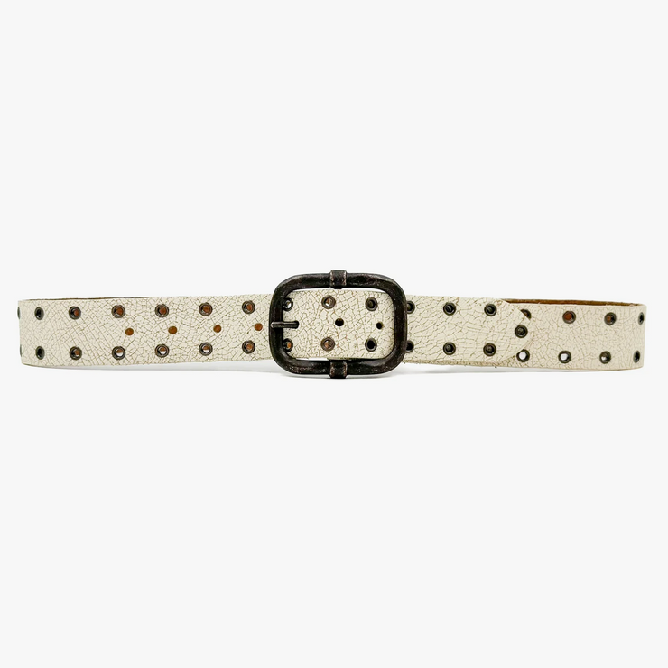 Crackle Ivory Grommet Belt