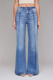 Pintuck High Rise Flare Jean