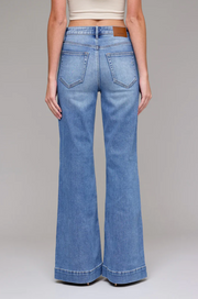 Pintuck High Rise Flare Jean