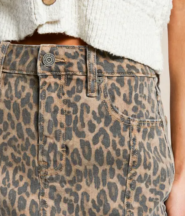 Cheetah Denim Mini Skirt