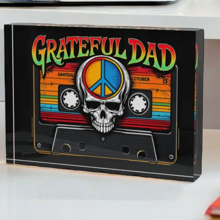 Grateful Dad - Crystal Block Decor