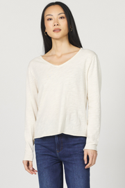 Vanna V-Neck Long Sleeve Slub Tee