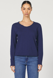 Vanna V-Neck Long Sleeve Slub Tee
