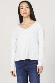 Vanna V-Neck Long Sleeve Slub Tee