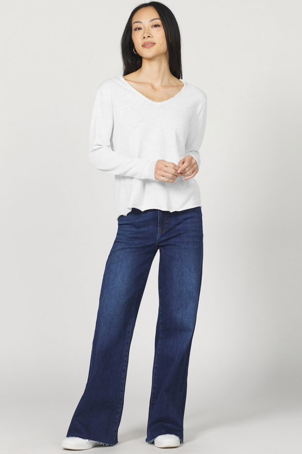 Vanna V-Neck Long Sleeve Slub Tee