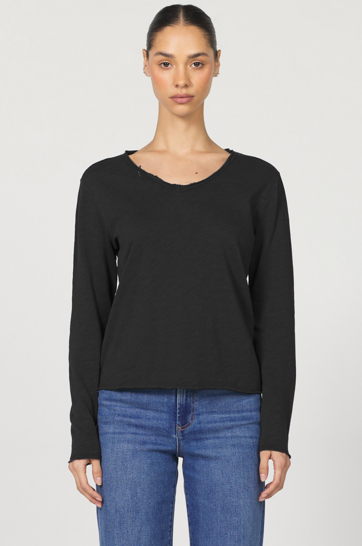 Vanna V-Neck Long Sleeve Slub Tee