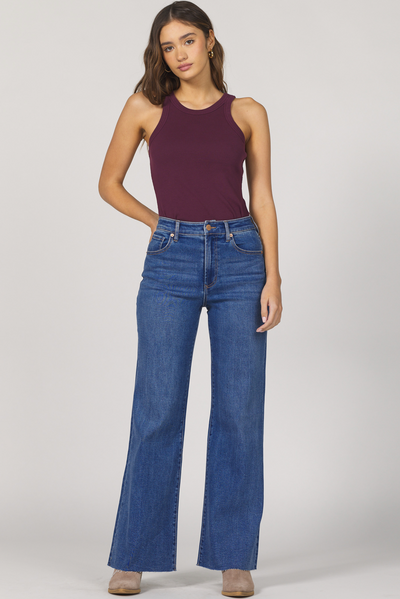 Fiona Classic High Rise Wide Leg Jean with Raw Hem