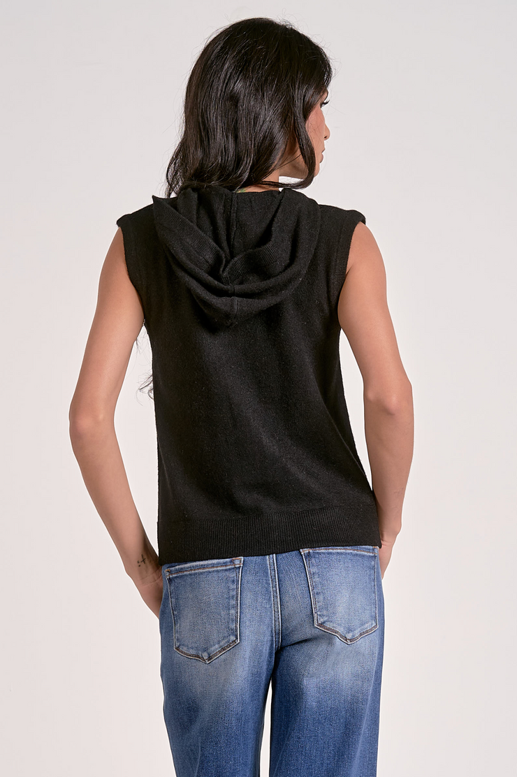 Irene Sleeveless Zip Up Sweater Vest Hoodie