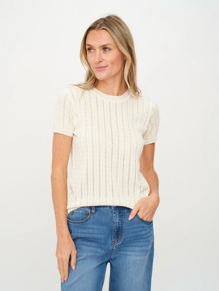 Liam Short Sleeve Cable Knit Sweater