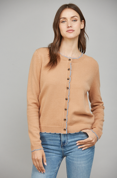 Garett Scallop Edge Cardigan Sweater