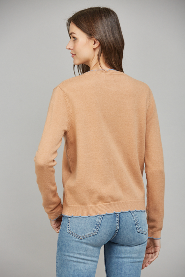 Garett Scallop Edge Cardigan Sweater