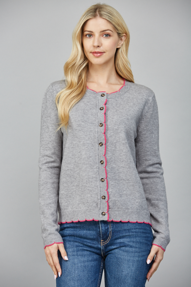 Garett Scallop Edge Cardigan Sweater