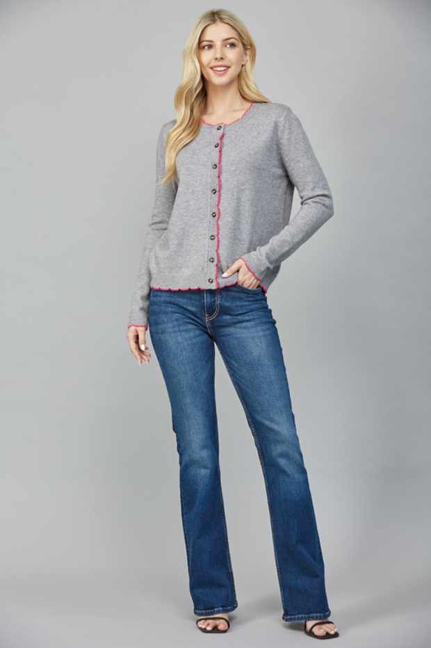 Garett Scallop Edge Cardigan Sweater