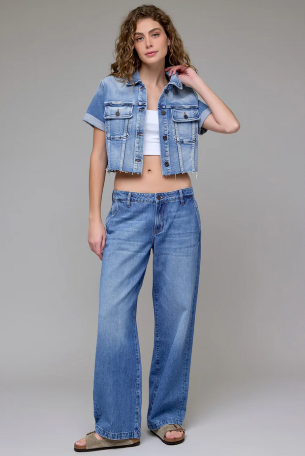 Short Sleeve Cropped Trucker Jacket