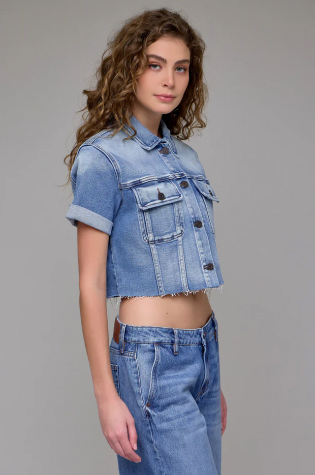 Short Sleeve Cropped Trucker Jacket