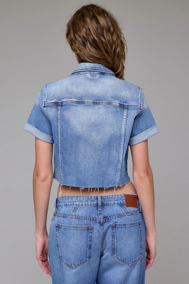 Short Sleeve Cropped Trucker Jacket