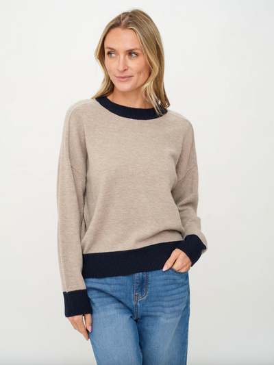 Dylan Colorblock Trim Sweater