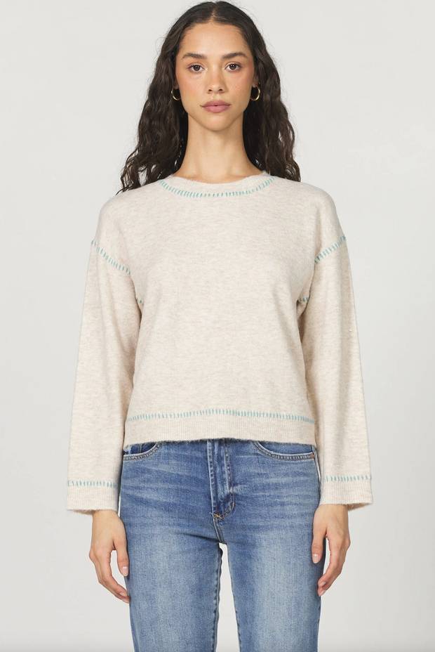 Bobbi Crew Neck Sweater with Contrast Stitching