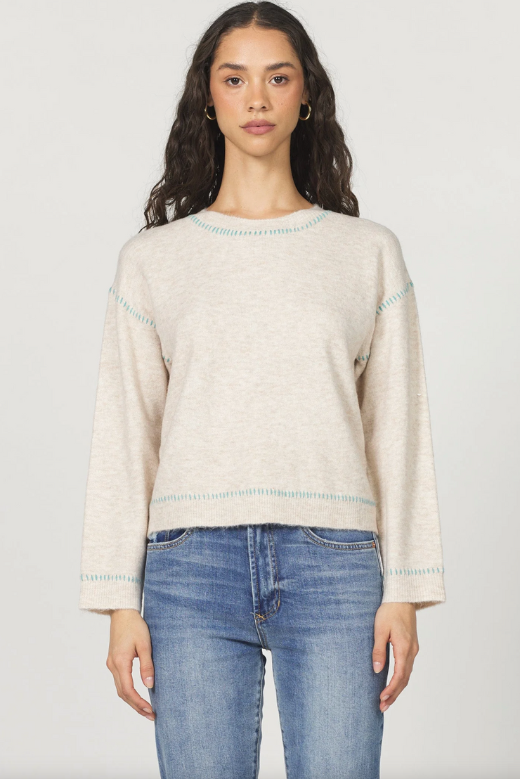 Bobbi Crew Neck Sweater with Contrast Stitching