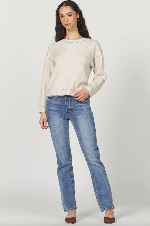 Bobbi Crew Neck Sweater with Contrast Stitching