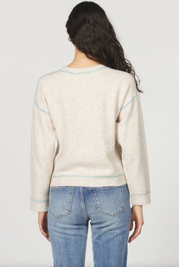 Bobbi Crew Neck Sweater with Contrast Stitching