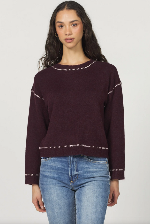 Bobbi Crew Neck Sweater with Contrast Stitching
