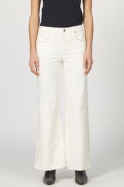 Micah Studded Wheat Mid Rise Wide Leg Jean
