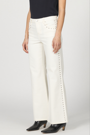 Micah Studded Wheat Mid Rise Wide Leg Jean