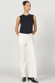 Micah Studded Wheat Mid Rise Wide Leg Jean