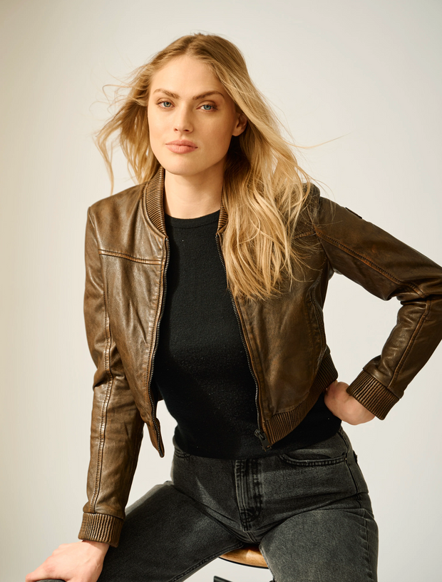 Kamaryn Leather Bomber Jacket