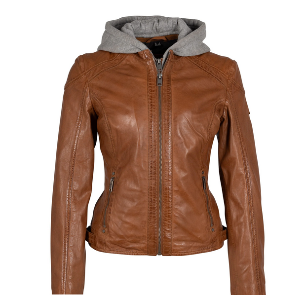 Alice Leather Jacket with Removable Hoodie